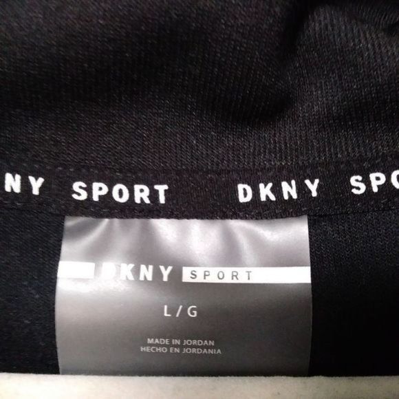 DKNY Black and White Women's Front Kangaroo Pocket Colorblock Sweatshirt Size L - Picture 5 of 10